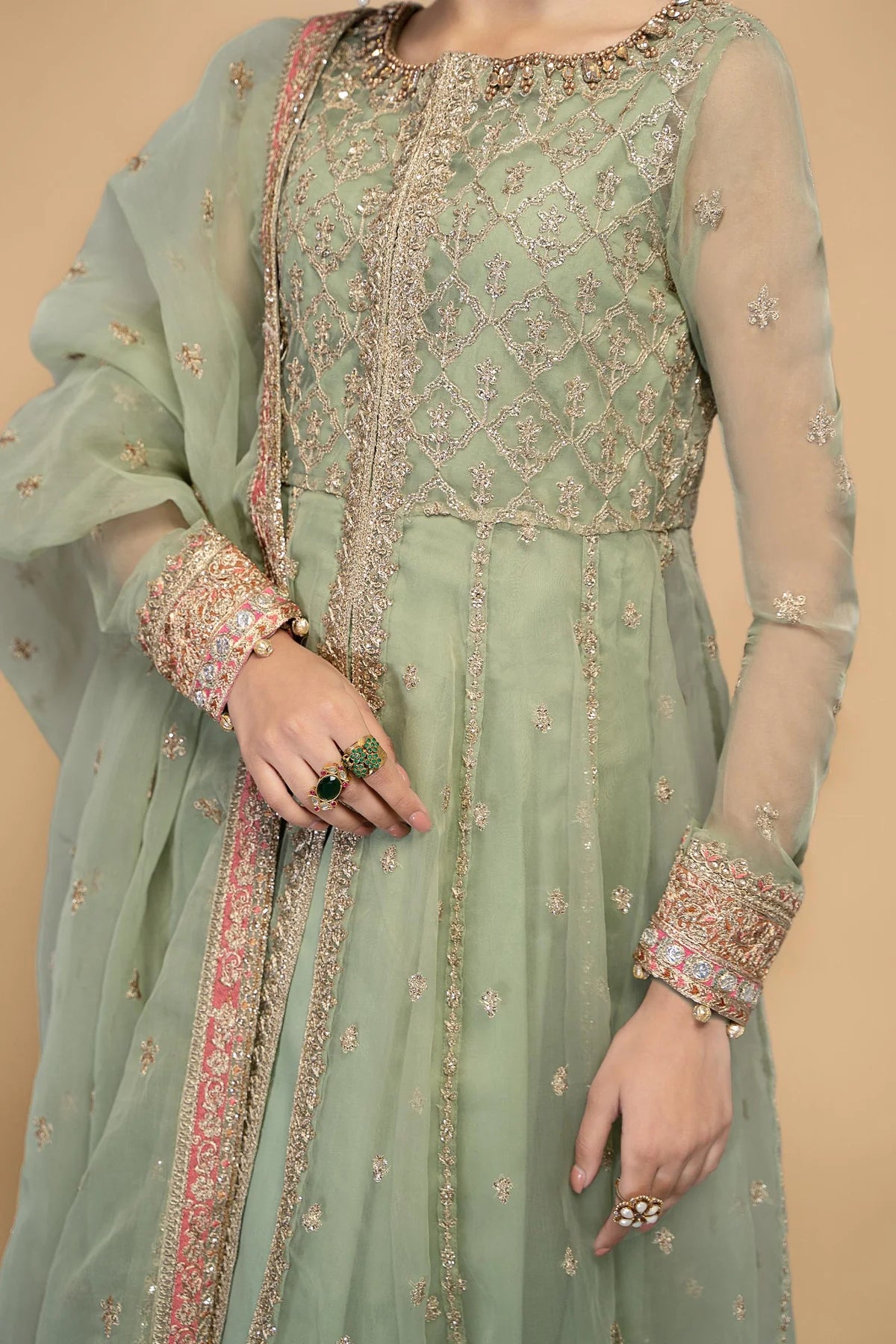 Green Open Shirt Frock